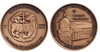 2020 Debrecen, Református Nagytemplom és Kollégium színesfém érme 2020 Debrecen, Református Nagytemplom és Kollégium színesfém érme